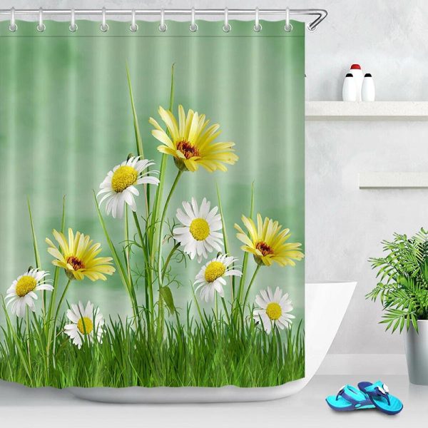 rideau de douche avec pâquerette