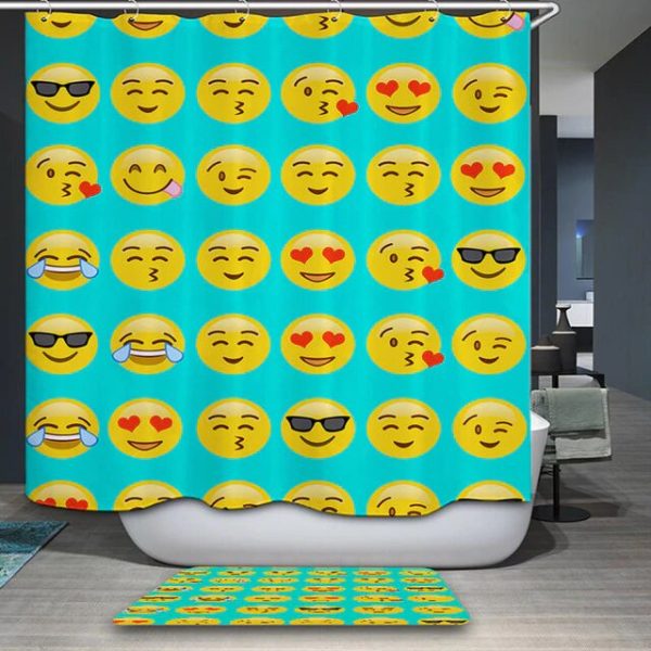 rideau de douche emoji coloré