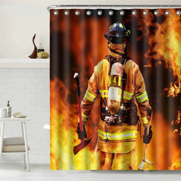 rideau de douche pompier