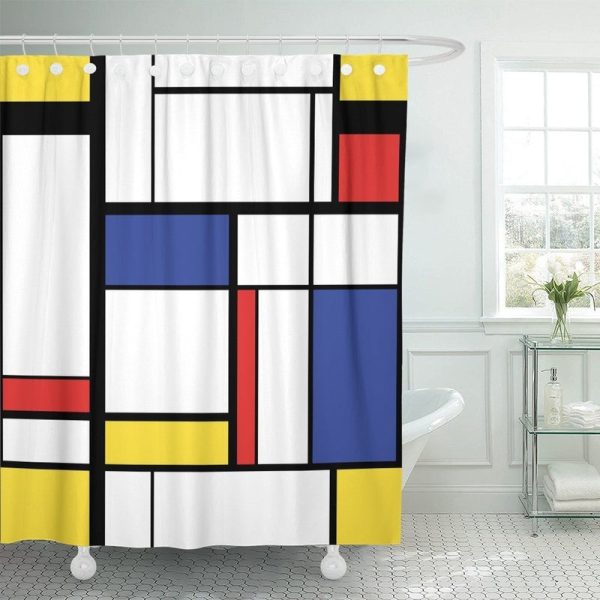 rideau de douche abstrait multicolore