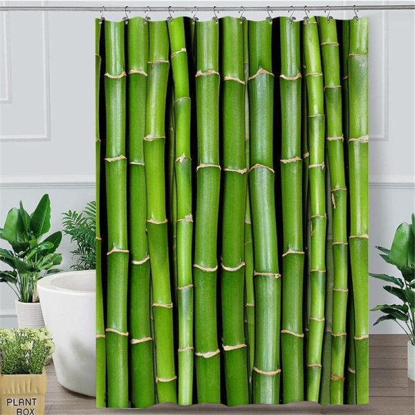 rideau de douche avec motif bambou