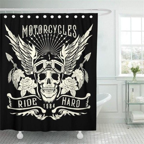 rideau de douche biker