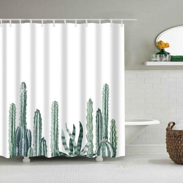 rideau de douche au motif cactus