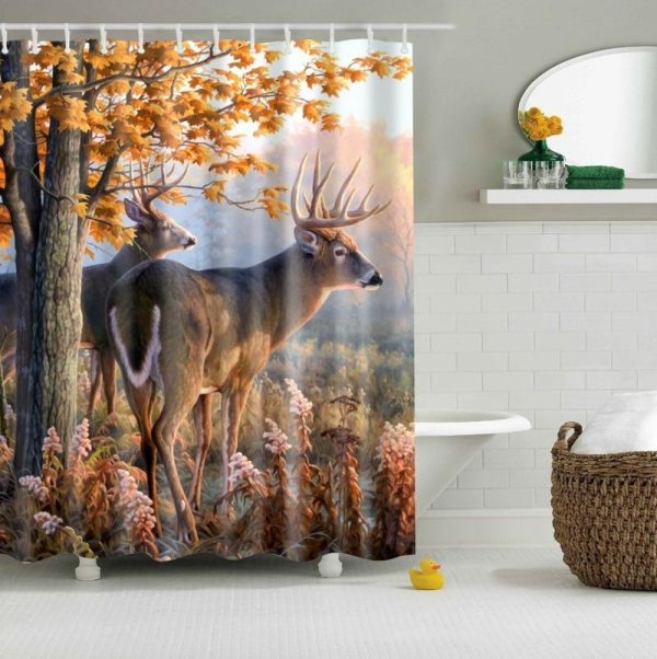 rideau de douche en polyester motif cerf