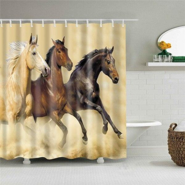 rideau de douche chevaux aux galops