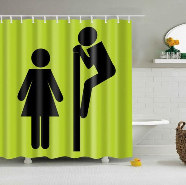 Rideau De Douche Coquin en vert et noir