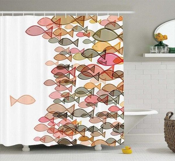 rideau de douche corail