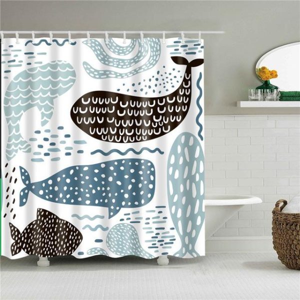 rideau de douche baleines