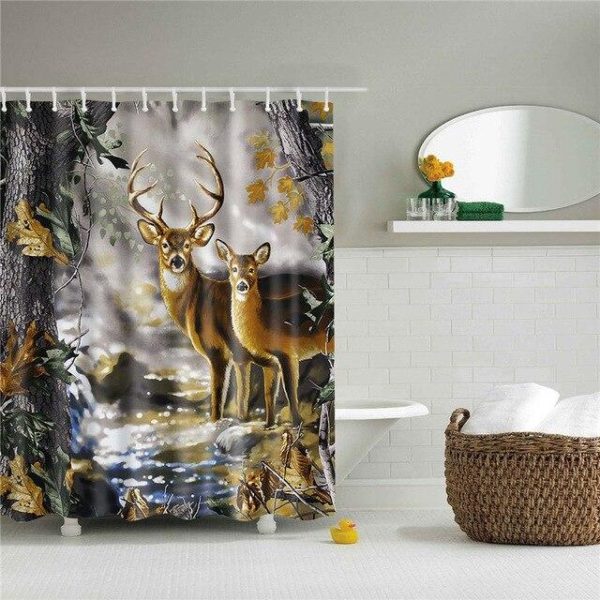rideau de douche famille de cerfs