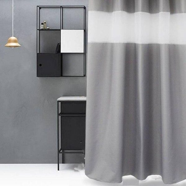 rideau de douche gris et blanc