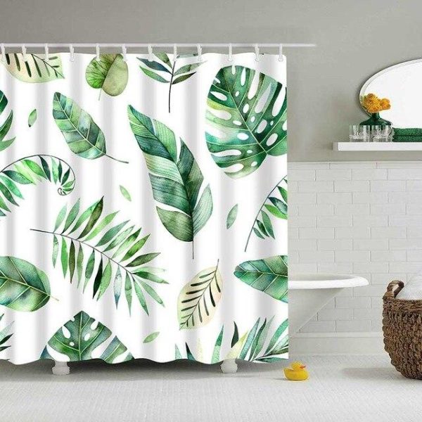 rideau de douche motif feuillu