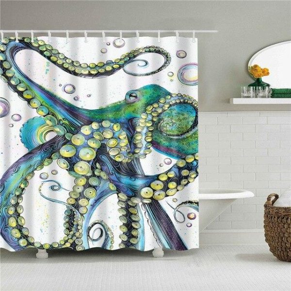 rideau de douche poulpe multicolore