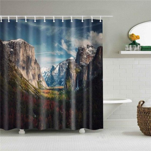 rideau douche montagne multicolore