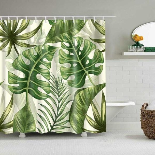 rideau de douche feuilles végétales